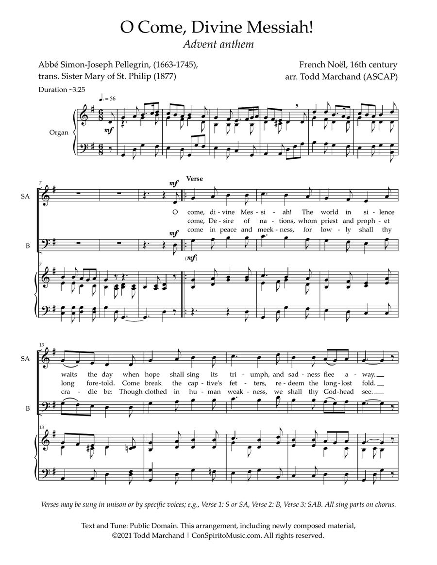 O Come, Divine Messiah! - SAB voices, organ 3-Part scores gallery preview page 2