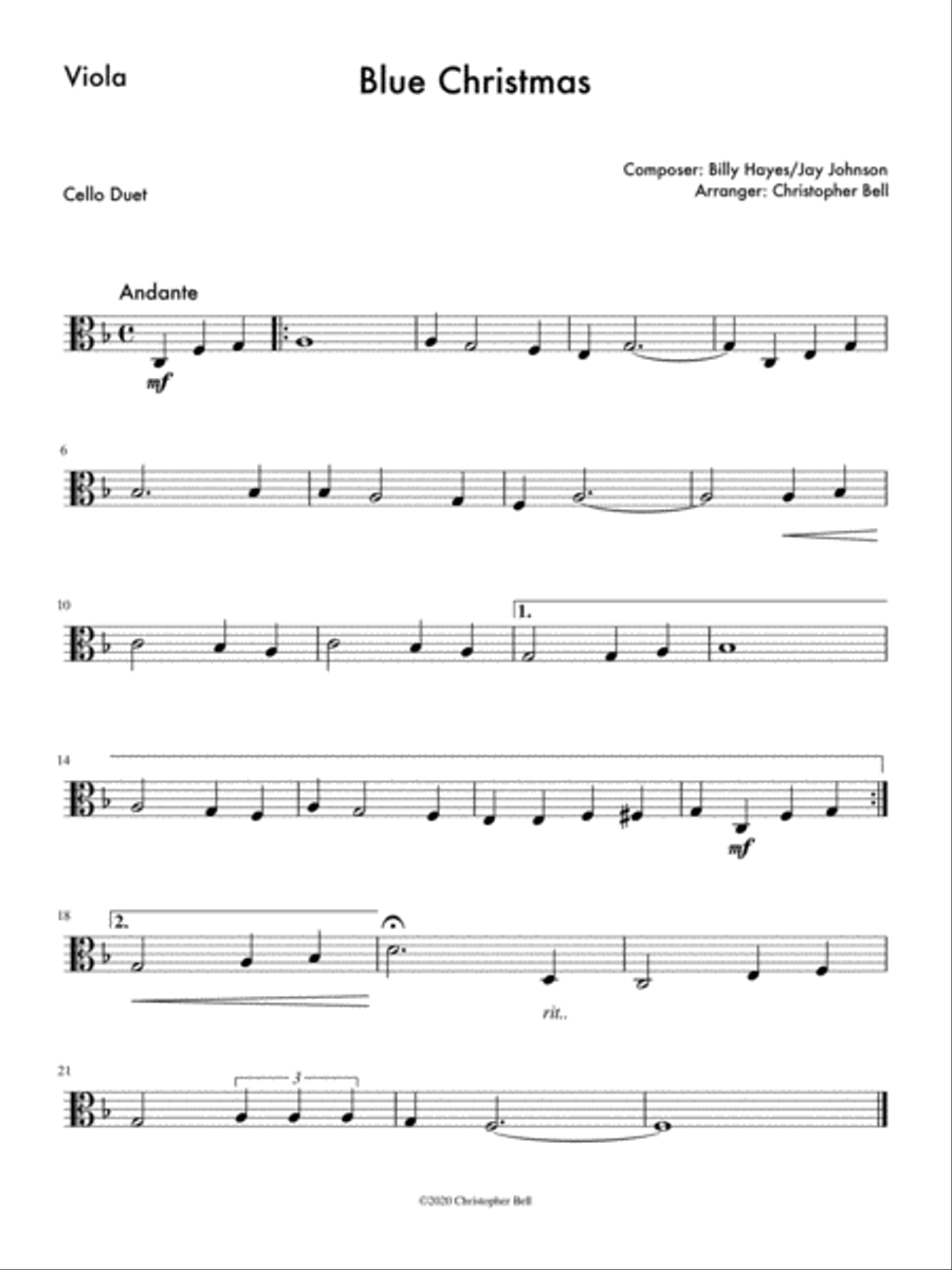 Blue Christmas String Duet scores gallery preview page 2