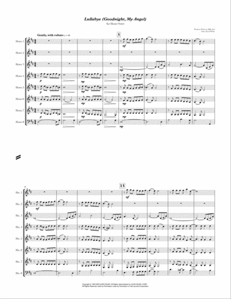 Lullabye (Goodnight, My Angel) Horn scores gallery preview page 2