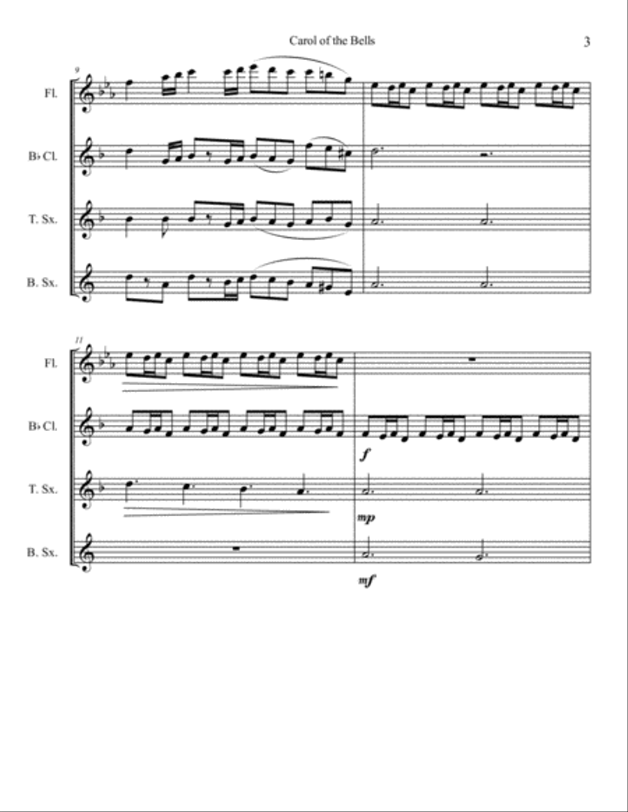 Carol of the Bells Small Ensemble scores gallery preview page 4
