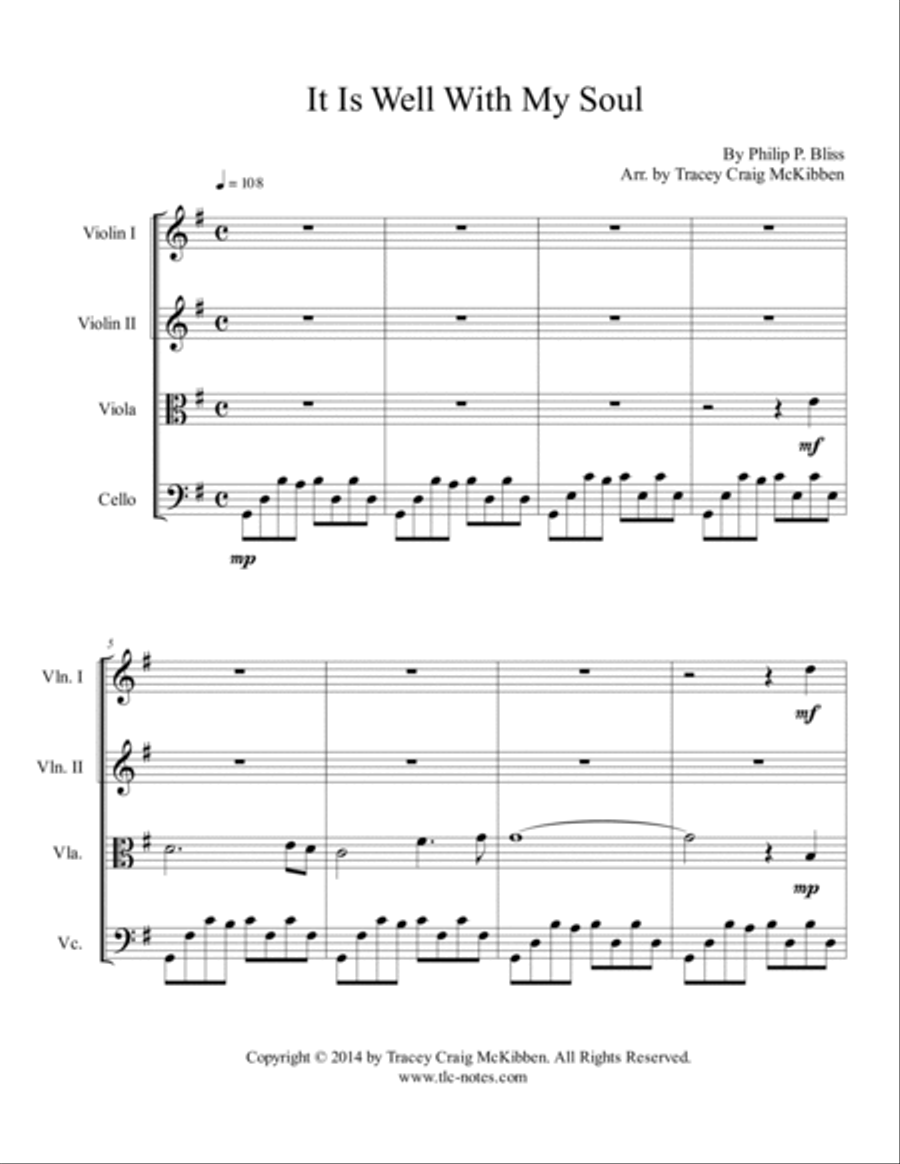 It Is Well With My Soul for String Quartet String Quartet scores gallery preview page 2
