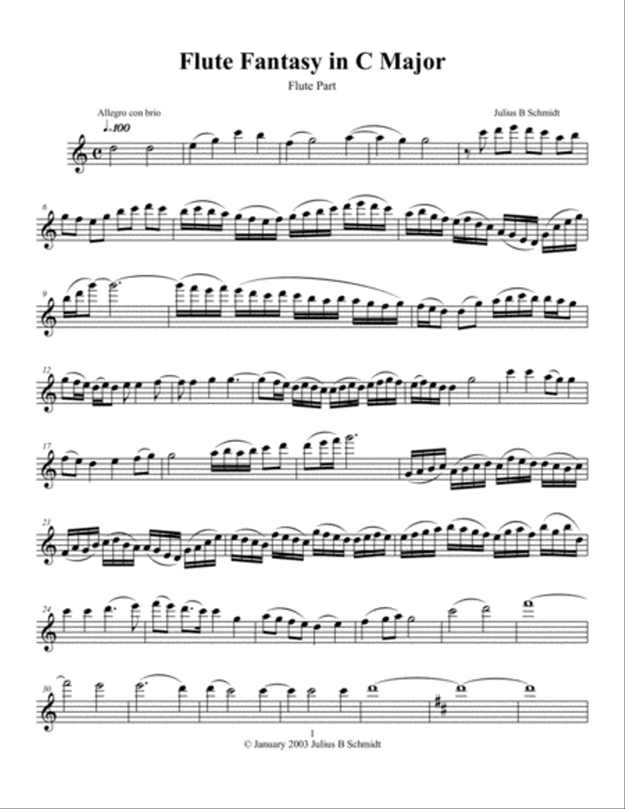 Flute Fantasy No. 1 in C Major Woodwind Duet scores gallery preview page 2