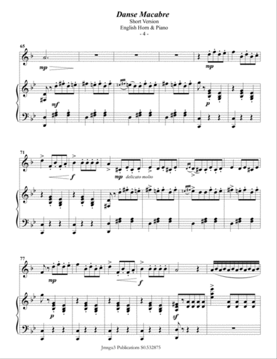 Saint-Saëns: Danse Macabre for English Horn & Piano Short Version English Horn scores gallery preview page 4