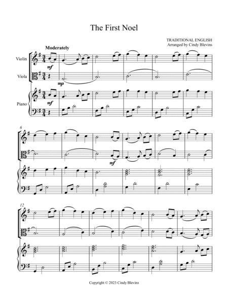 The First Noel, for Violin, Viola and Piano image number null