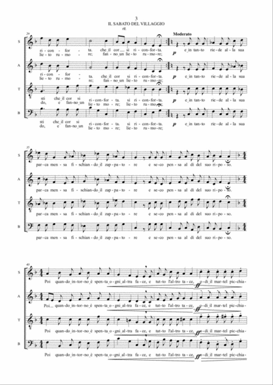 IL SABATO DEL VILLAGGIO (Saturday of the village) - Lyrics by Giacomo Leopardi - For SATB Choir 4-Part scores gallery preview page 4