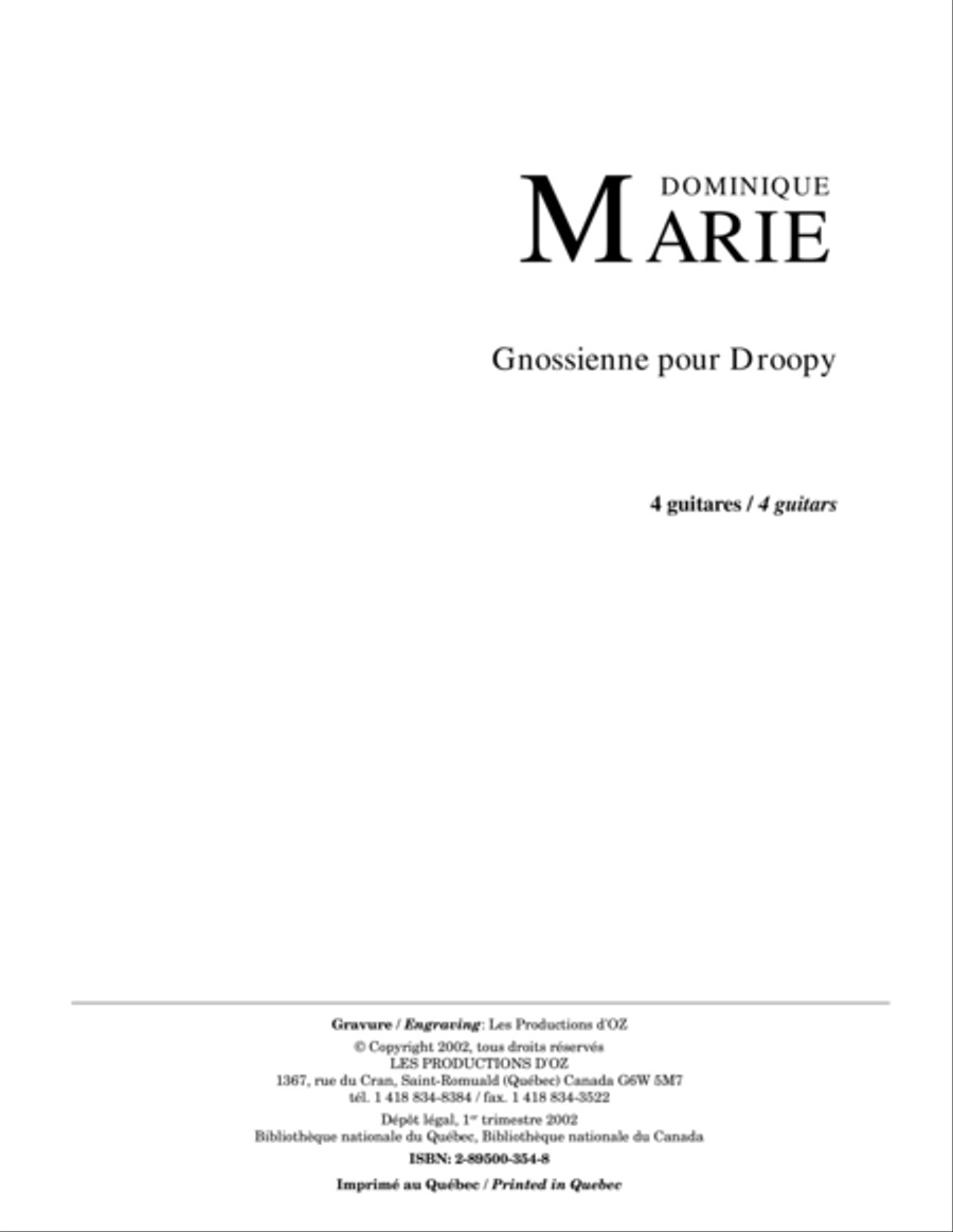 Gnossienne pour Droopy Guitar Ensemble scores gallery preview page 1