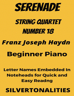 Serenade String Quartet Number 18 Beginner Piano Sheet Music