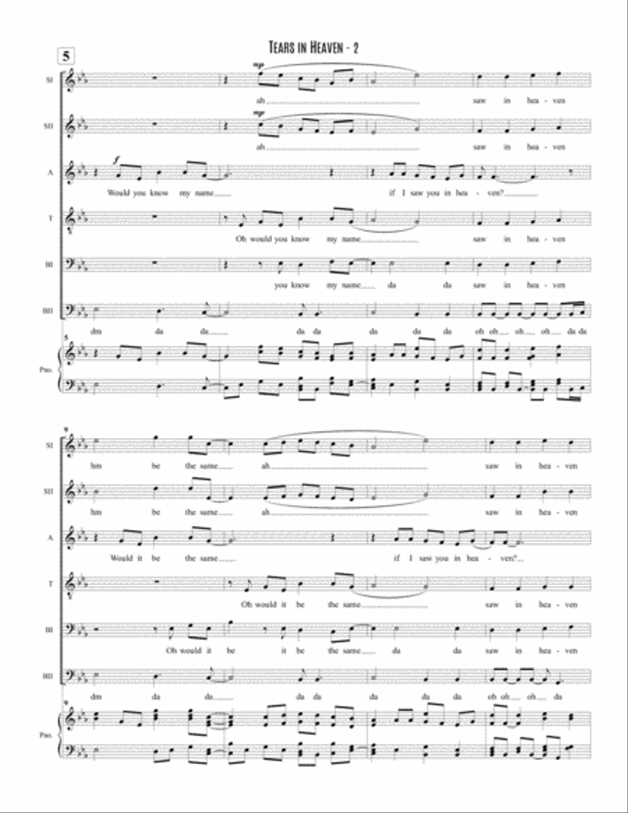 Tears In Heaven Tears In Heaven 4-Part scores gallery preview page 3