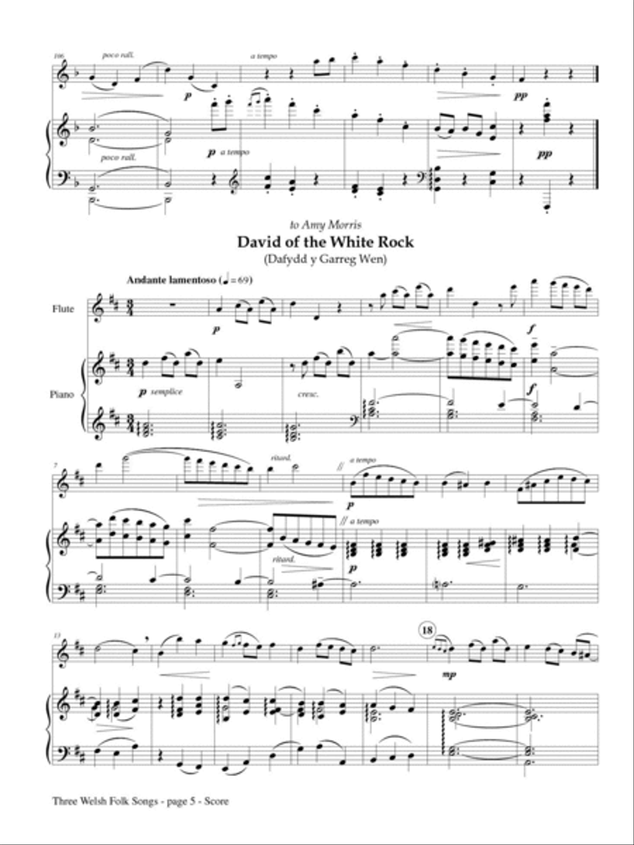 Three Welsh Folk Songs for Flute and Piano Flute Solo scores gallery preview page 3
