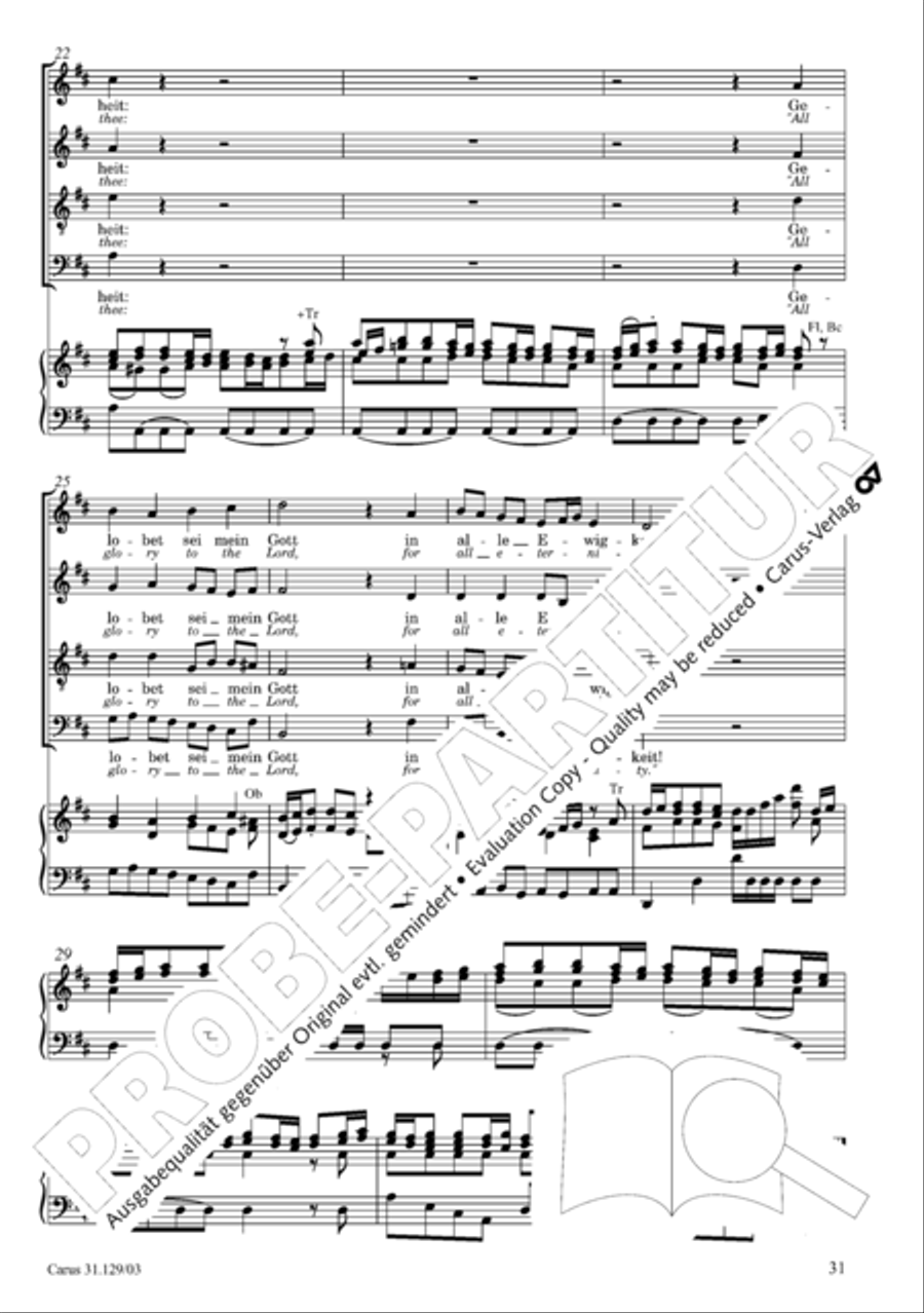 All glory to the Lord, our God (Gelobet sei der Herr, mein Gott) 4-Part scores gallery preview page 34