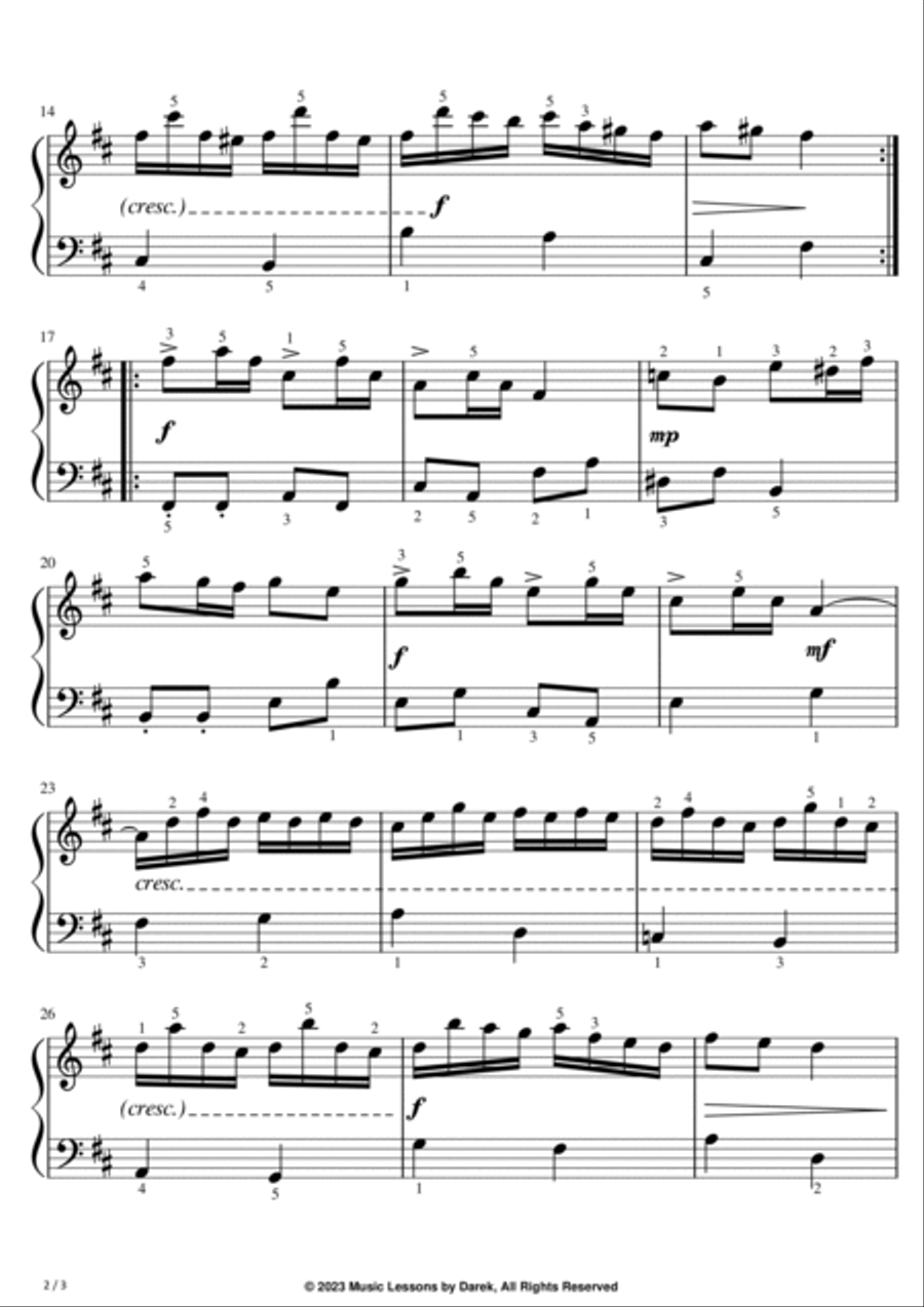 Badinerie (EASY PIANO) Orchestral Suite No. 2 in B Minor [Johann Sebastian Bach] Easy Piano scores gallery preview page 2