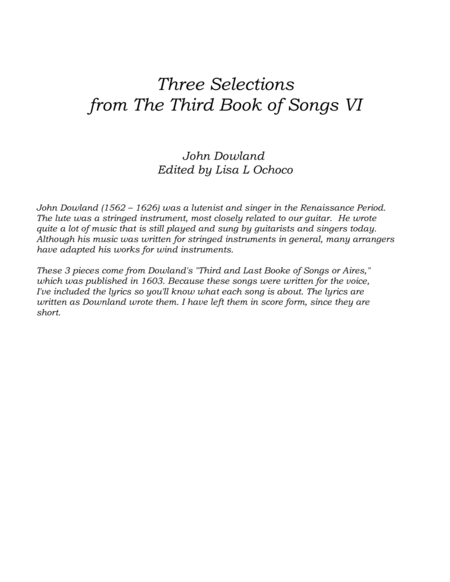 Three Selections from the Third Book of Songs VI for Flute Quartet image number null