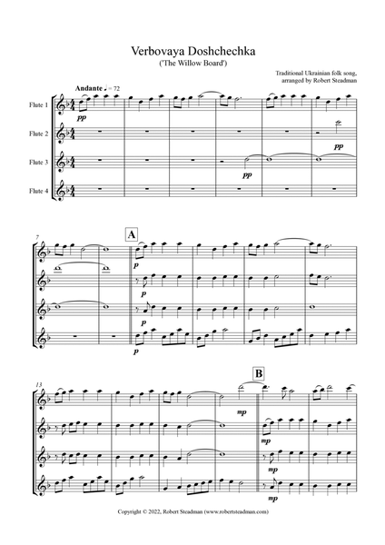 Verbovaya Doshchechka ('The Willow Board') - Ukrainian Folk Song - Flute Quartet image number null