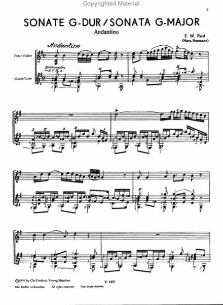 Sonate by Friedrich Wilhelm Rust Flute - Sheet Music