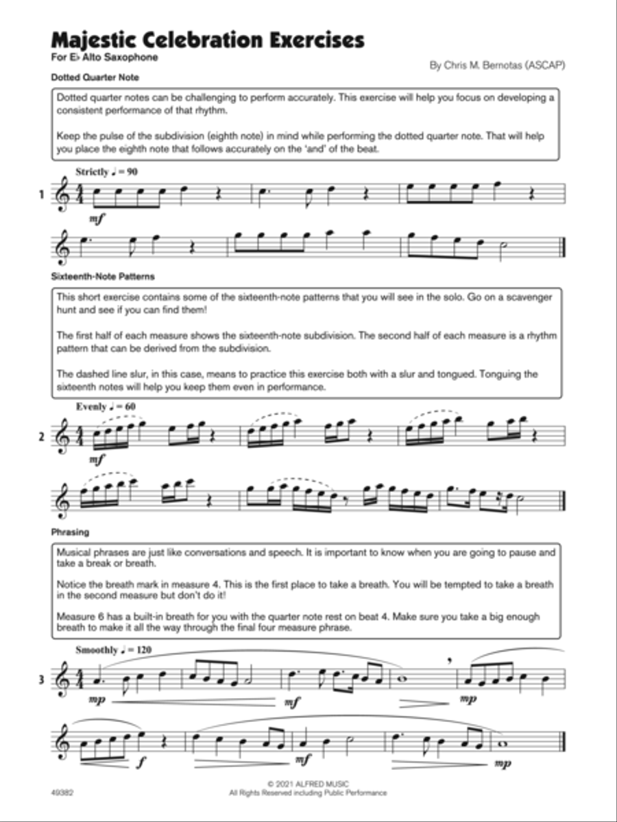 Majestic Celebration (Sound Innovations Soloist, Alto Sax) Small Ensemble scores gallery preview page 3