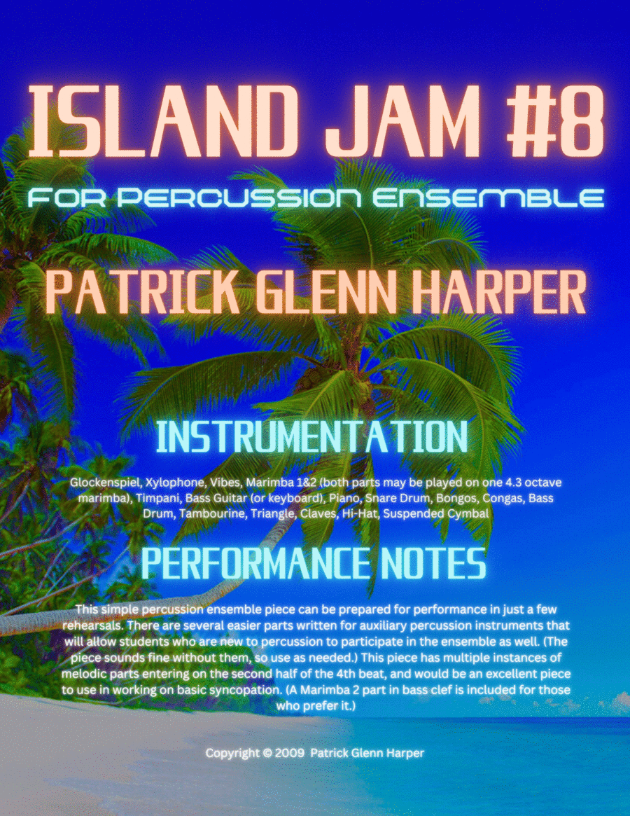 Island Jam #8 - For Percussion Ensemble Percussion Ensemble scores gallery preview page 1