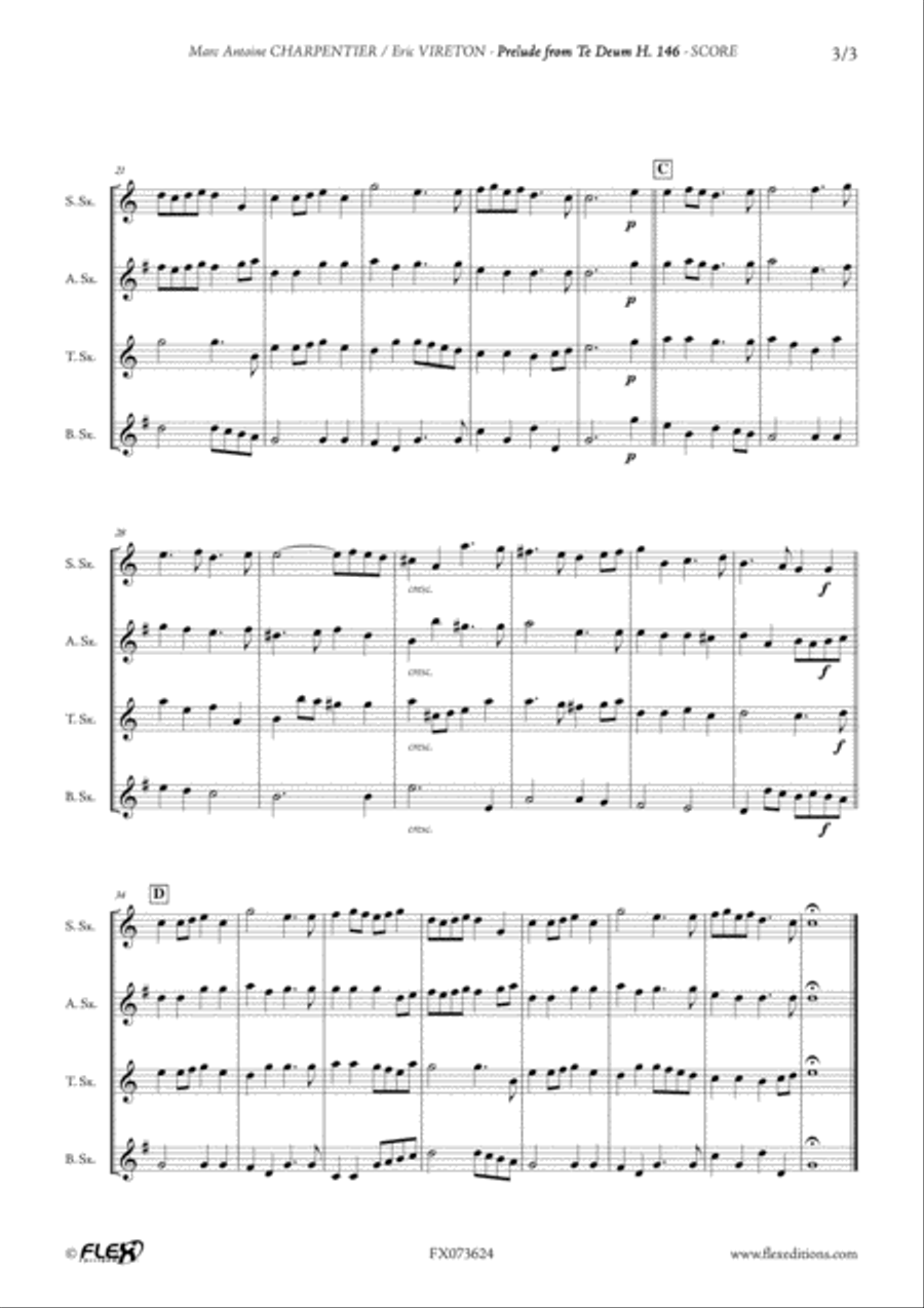 Prelude from Te Deum H. 146 Saxophone Quartet scores gallery preview page 3