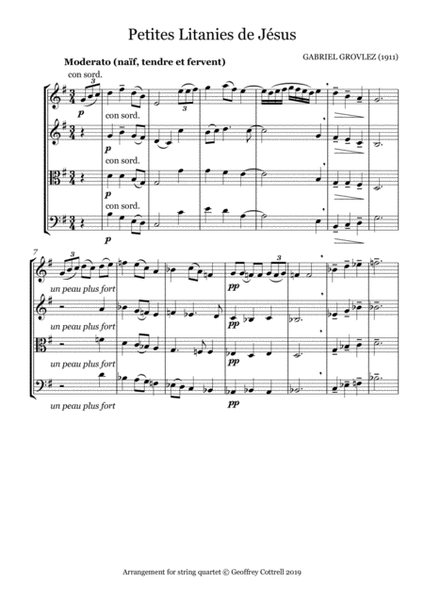 Petites Litanies de Jesus arranged for String Quartet image number null