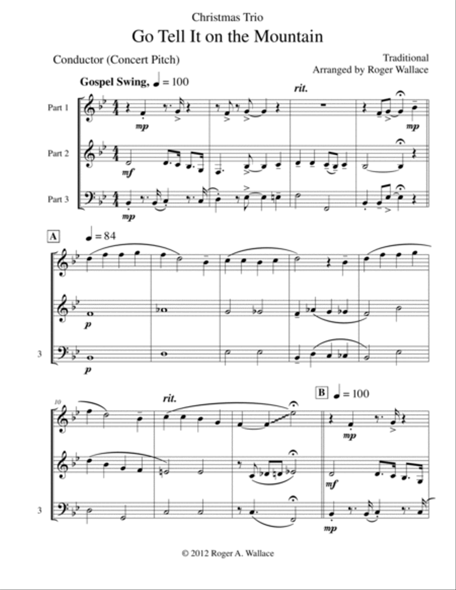 Go Tell It on the Mountain (Mixed Trio) Viola scores gallery preview page 2