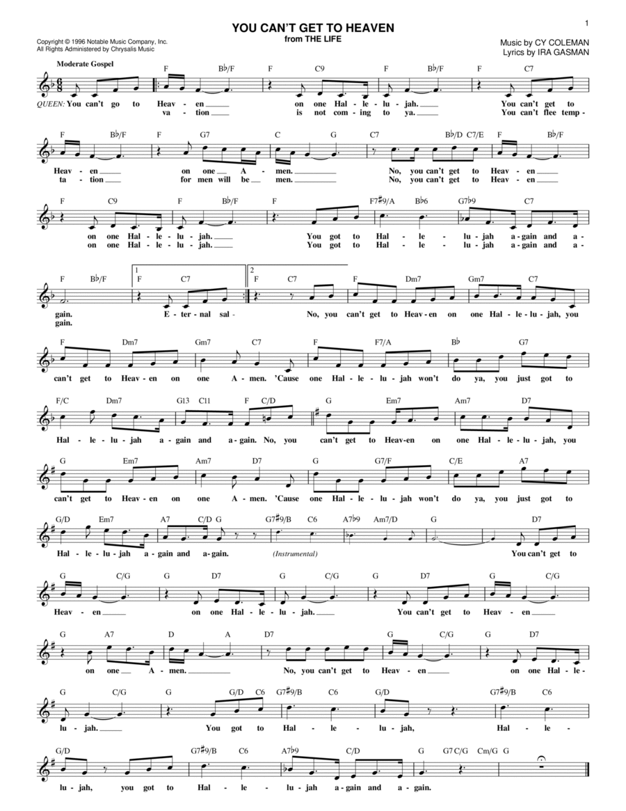 You Can't Get To Heaven You Can't Get To Heaven Piano scores gallery preview page 1