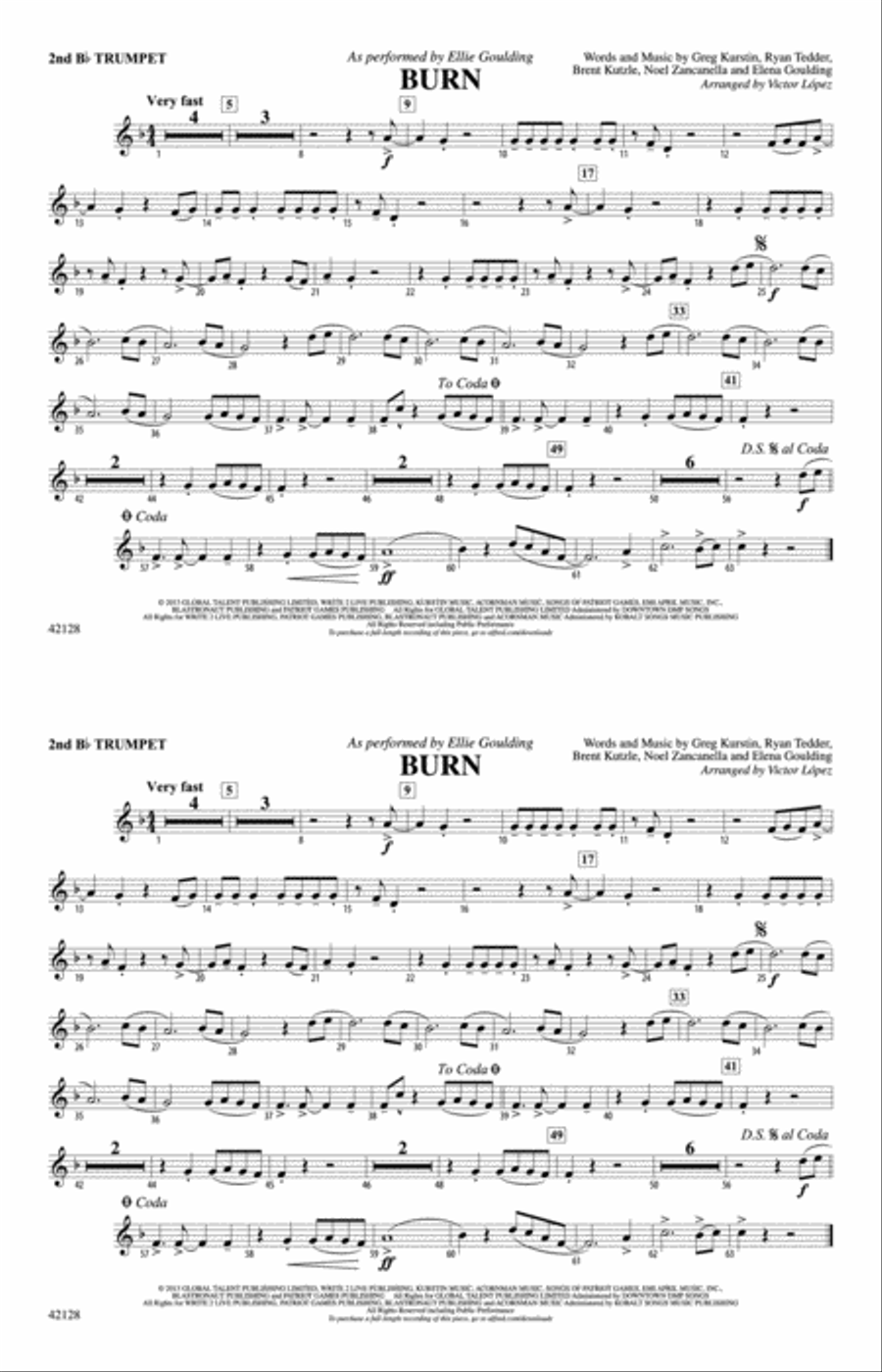 Burn: 2nd B-flat Trumpet Marching Band scores gallery preview page 1