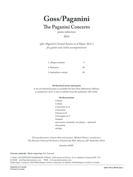 The Paganini Concerto (piano reduction)