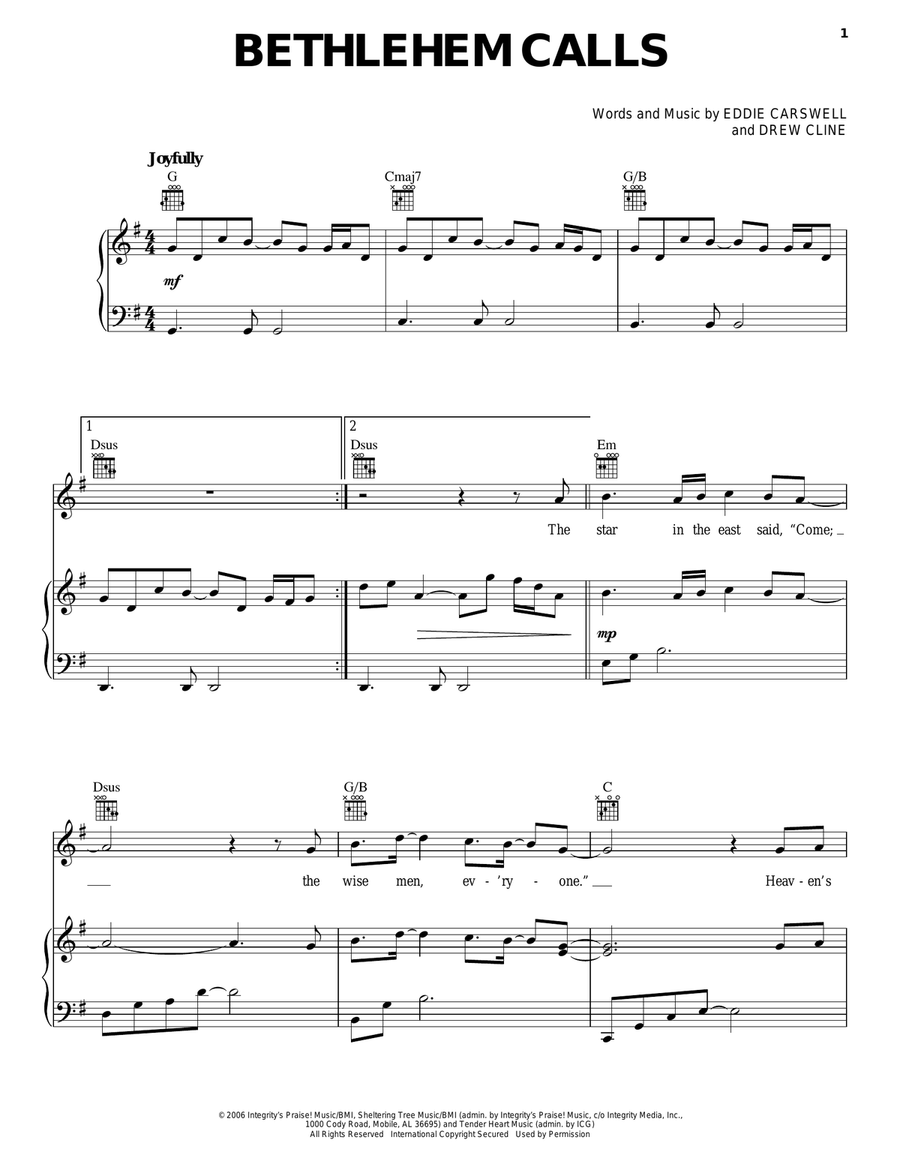 Bethlehem Calls Acoustic Guitar scores gallery preview page 1