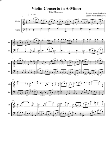 Violin Concerto in A Minor, BWV 1041 Third Movement image number null