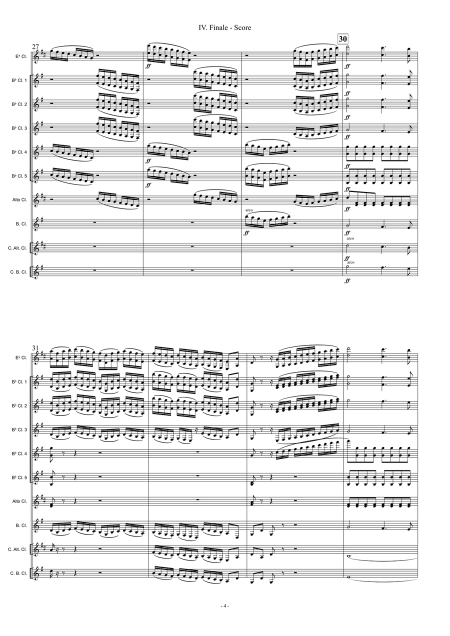 Tchaikovsky - Symphony No.4 - IV. Finale (for Clarinet Choir) Clarinet Choir scores gallery preview page 4