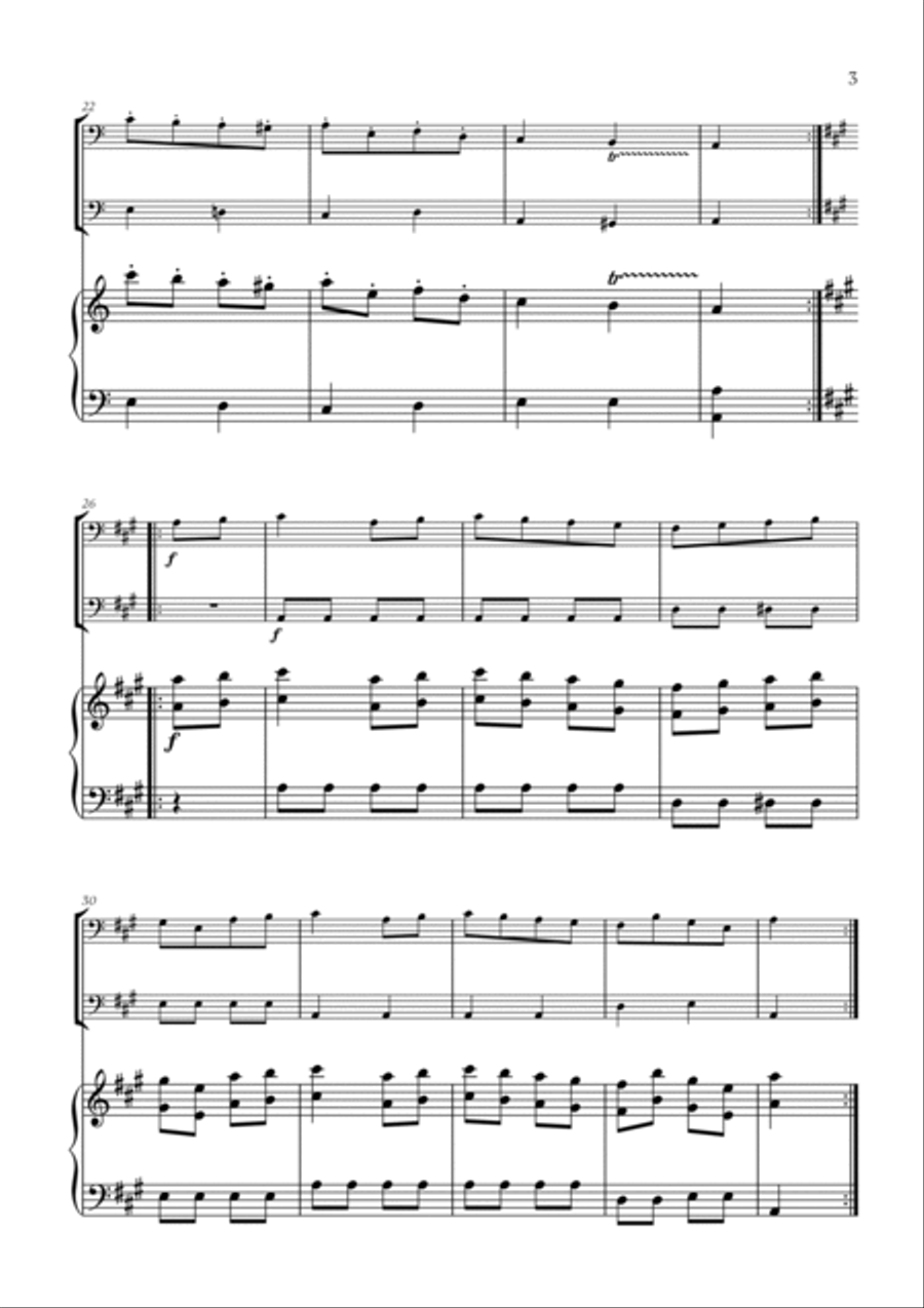 W. A. Mozart - Turkish March (Alla Turca) (for Bassoon and Cello) Bassoon scores gallery preview page 3