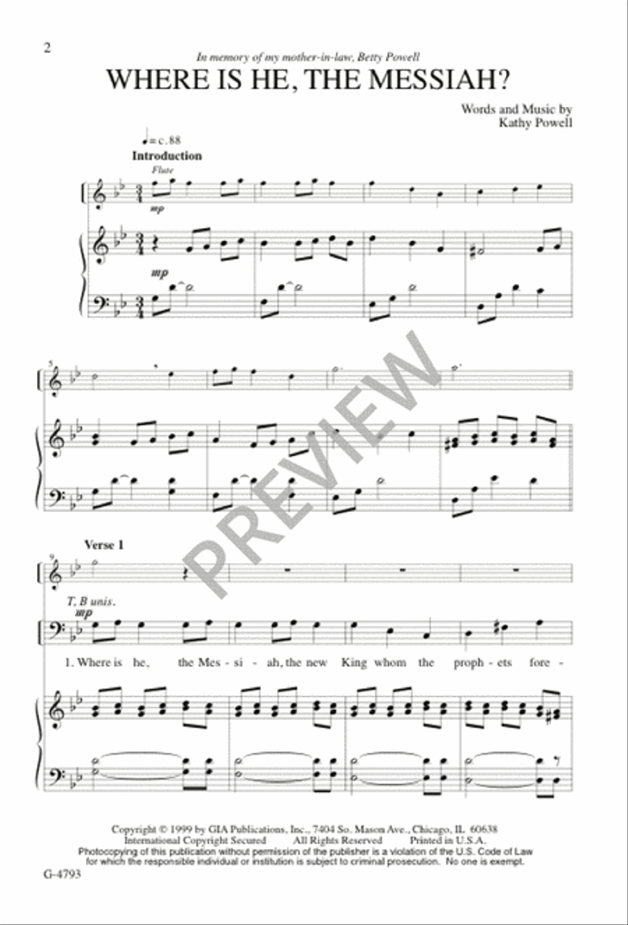 Where Is He, the Messiah? 4-Part scores gallery preview page 1