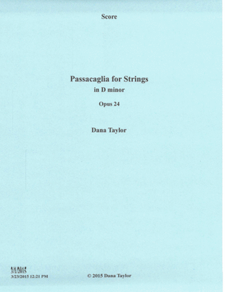 Passacaglia for Strings, Opus 24
