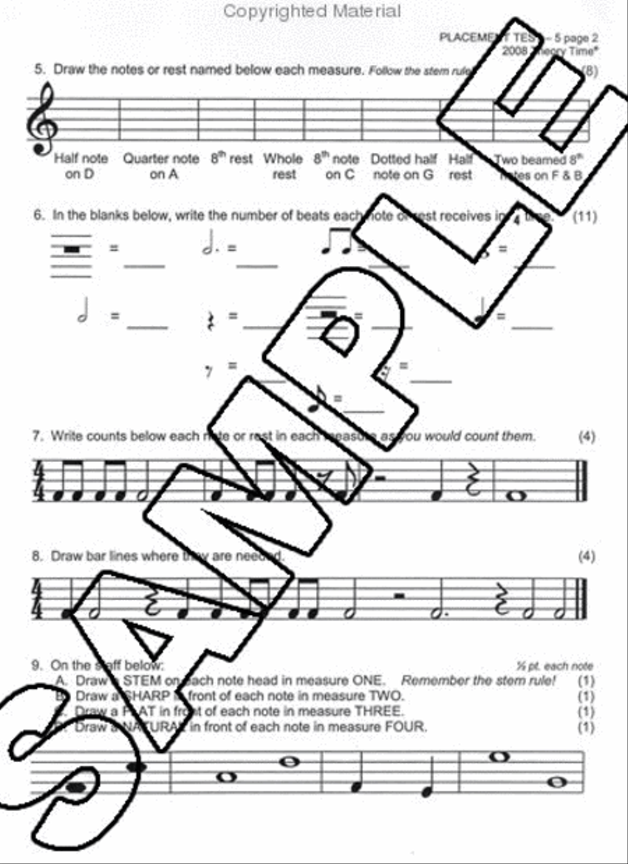 Theory Time Placement Tests Piano Method scores gallery preview page 4
