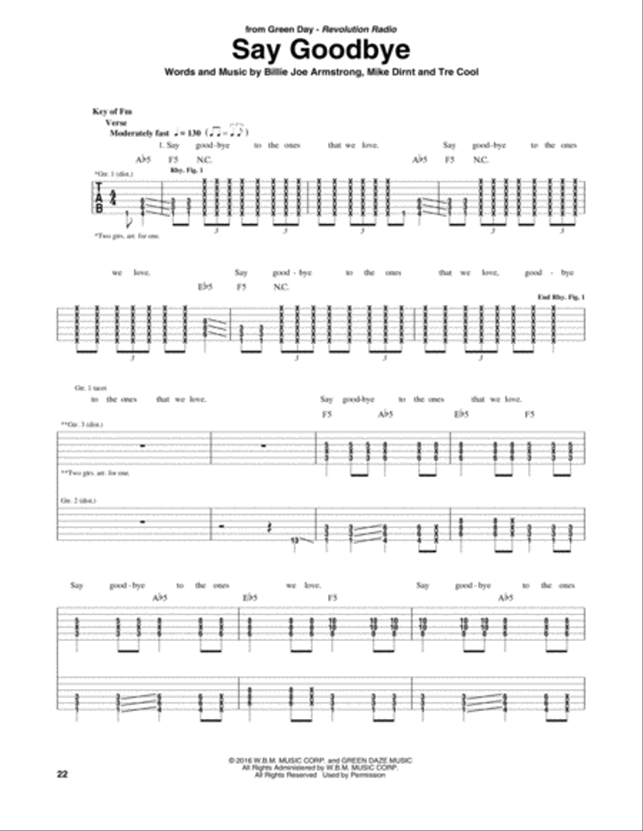Say Goodbye Electric Guitar scores gallery preview page 1
