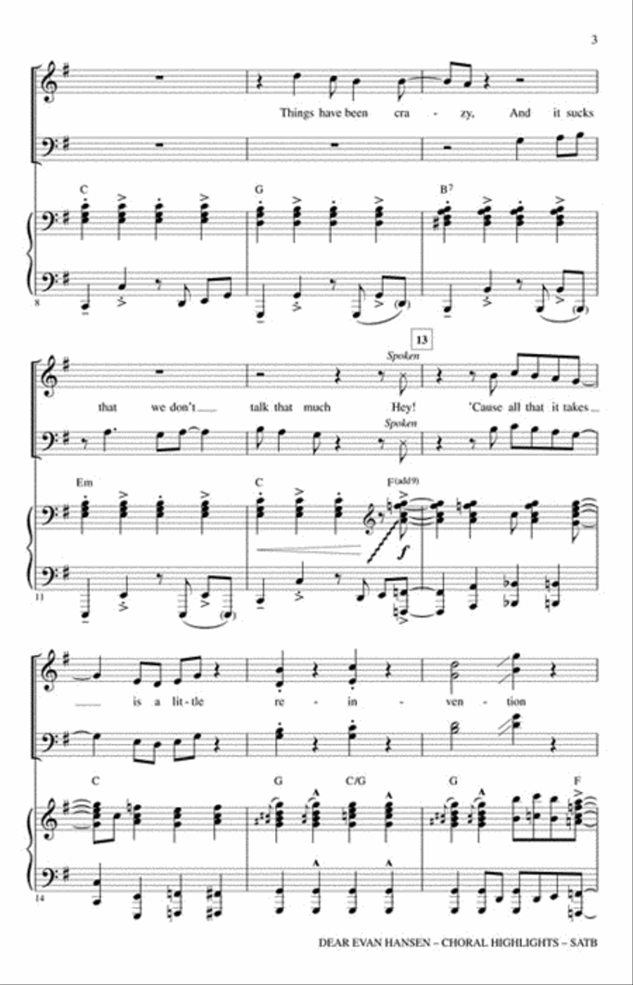 Dear Evan Hansen Choir scores gallery preview page 3