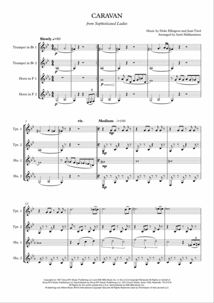 Caravan featured in SOPHISTICATED LADIES Brass Ensemble scores gallery preview page 2