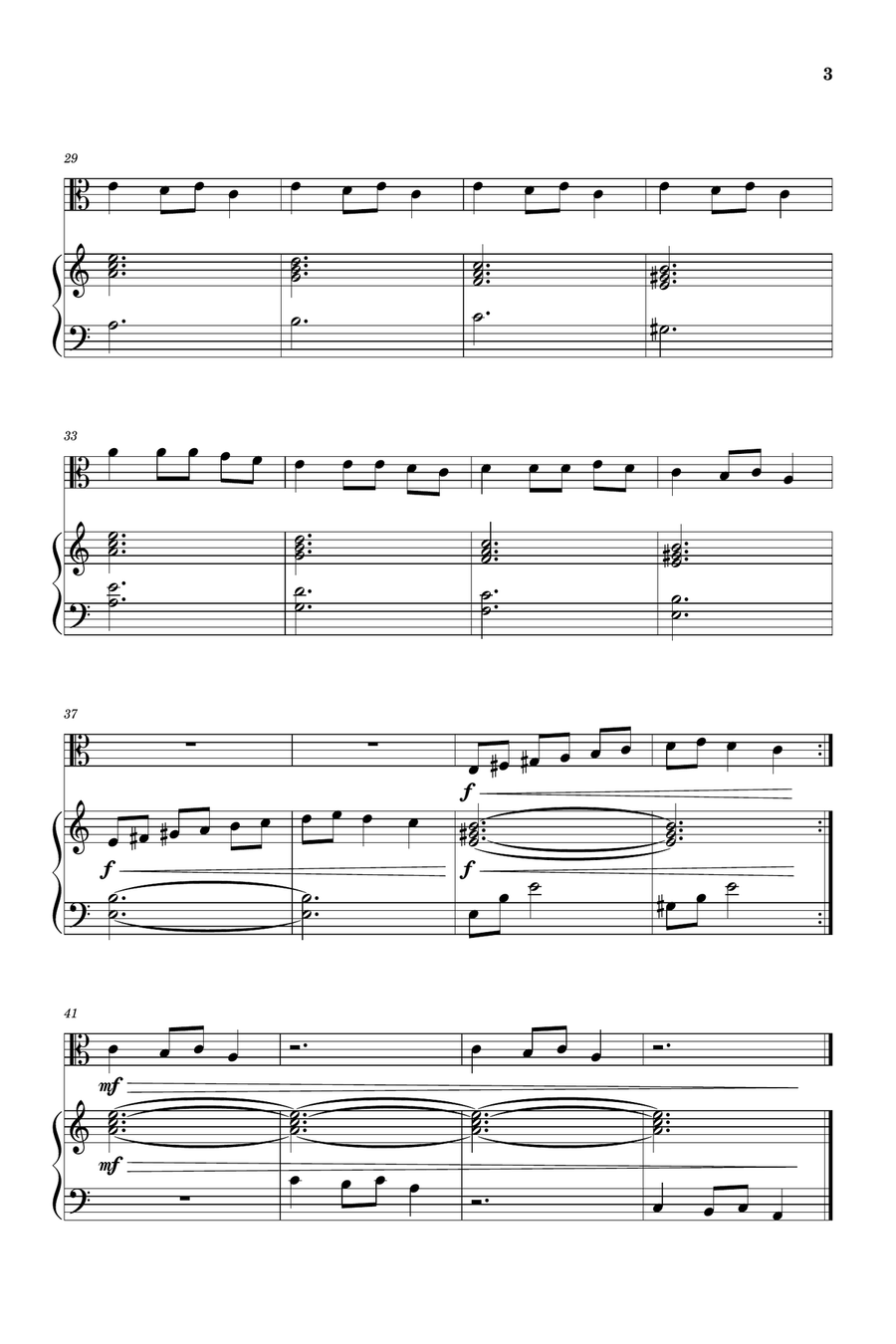 Carol of the Bells for Viola and Piano (Very Easy - Beginner) Piano scores gallery preview page 3