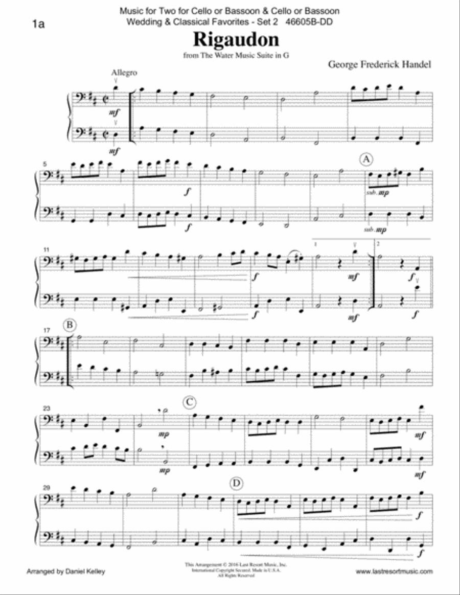 Music for Two Wedding & Classical Favorites for Cello Duet, Bassoon Duet or Cello and Bassoon Duet - Woodwind Trio scores gallery preview page 4