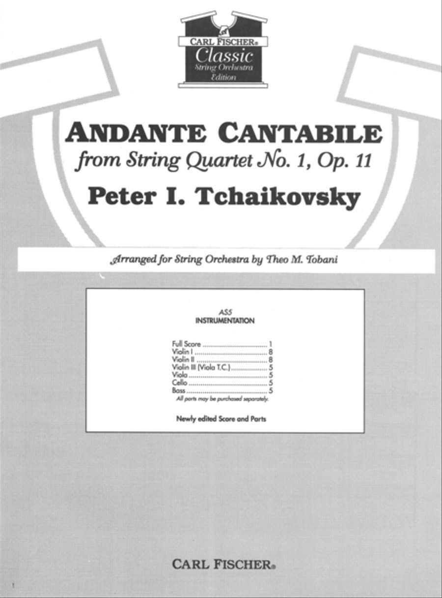 Andante Cantabile from String Quartet No. 1, Op. 11 String Orchestra scores gallery preview page 1