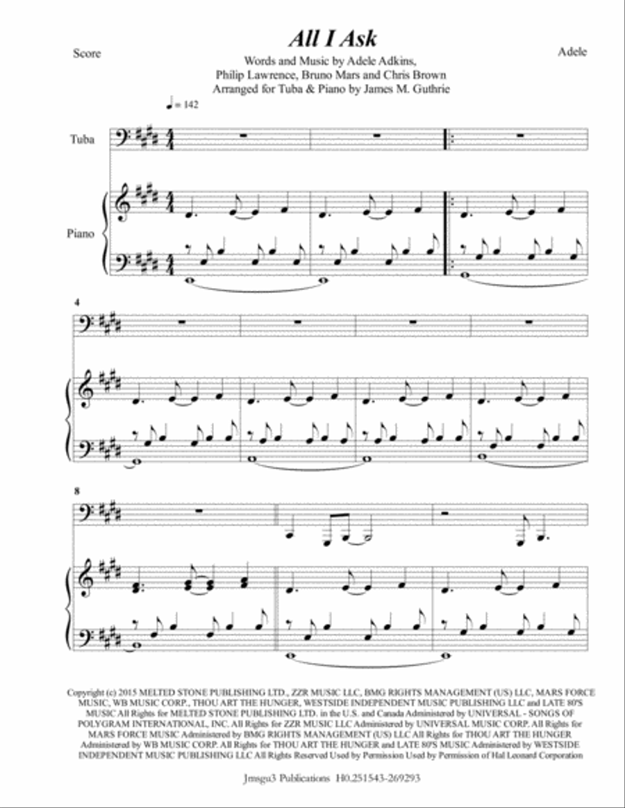 All I Ask Tuba scores gallery preview page 1