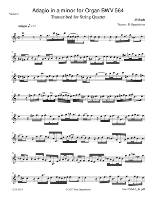 Bach: Adagio in a minor BWV 564 arr. for String Quartet