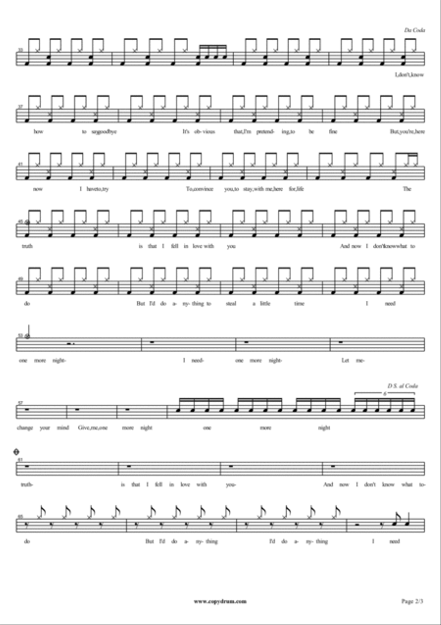 One More Night One More Night Drum Set scores gallery preview page 2