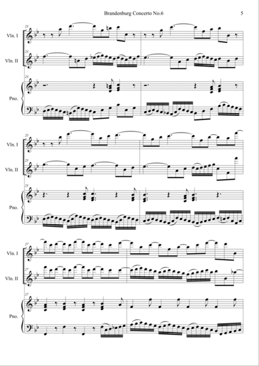 Brandenburg Concerto No. 6 in B flat major, BWV 1051 Mov.3 Allegro Piano Trio scores gallery preview page 5