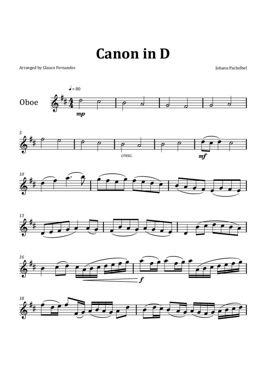 Canon by Pachelbel - Oboe Solo image number null