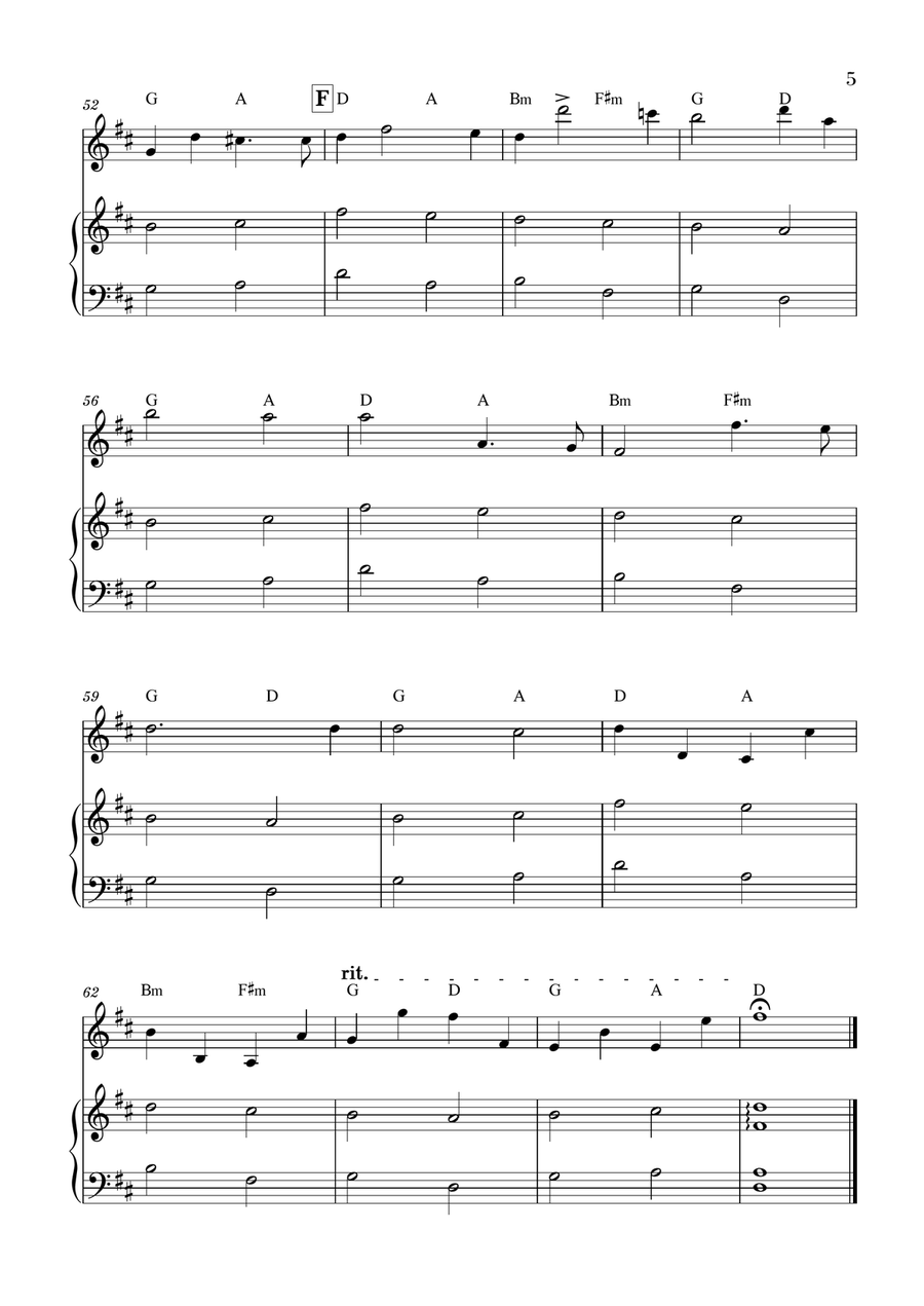 Canon in D for Violin and Very Easy Piano and Chords Small Ensemble scores gallery preview page 5