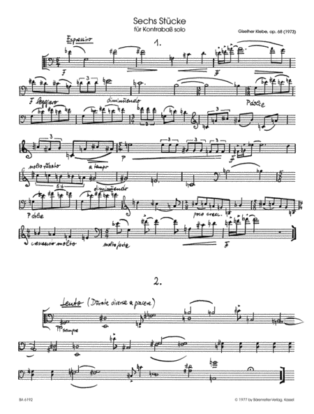 Sechs Stuecke fur Kontrabass solo op. 68