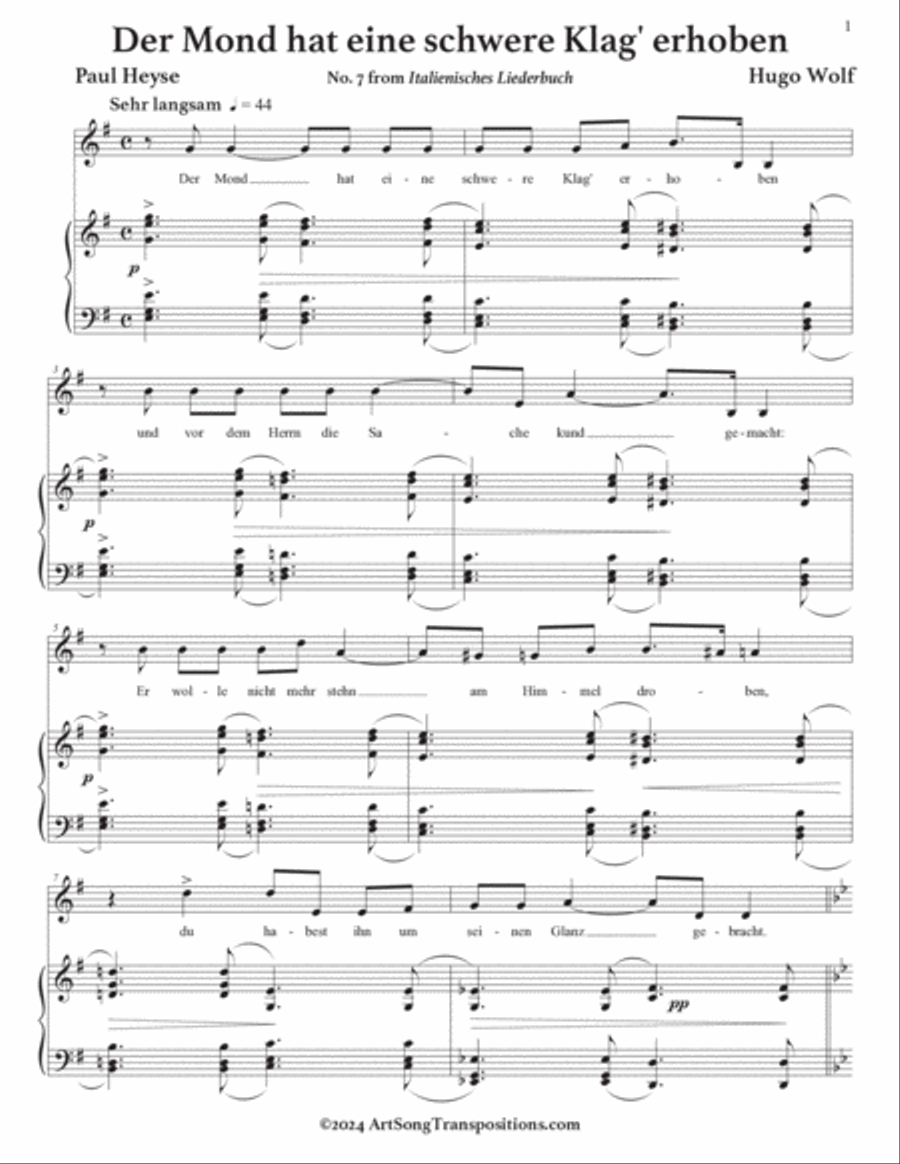 WOLF: Der Mond hat eine schwere Klag' erhoben (transposed to E minor) Voice scores gallery preview page 2