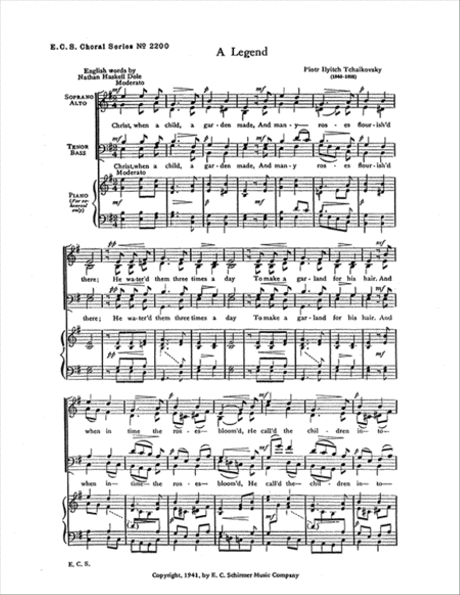 A Legend (Christ, When a Child) 4-Part scores gallery preview page 1