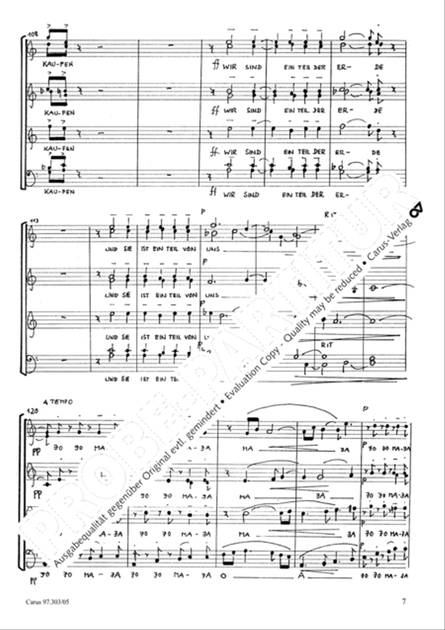 Wir sind ein Teil der Erde ... 1996 4-Part scores gallery preview page 8