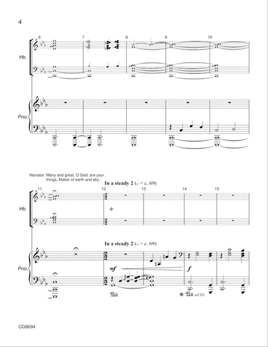 Many and Great, O God, Are Thy Things - Full Score Handbell Choir scores gallery preview page 4